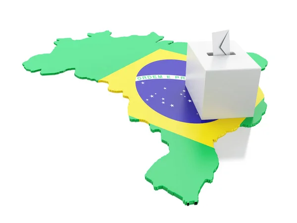 巴西地图与选票框 选举2018 巴西投票概念 — 图库照片