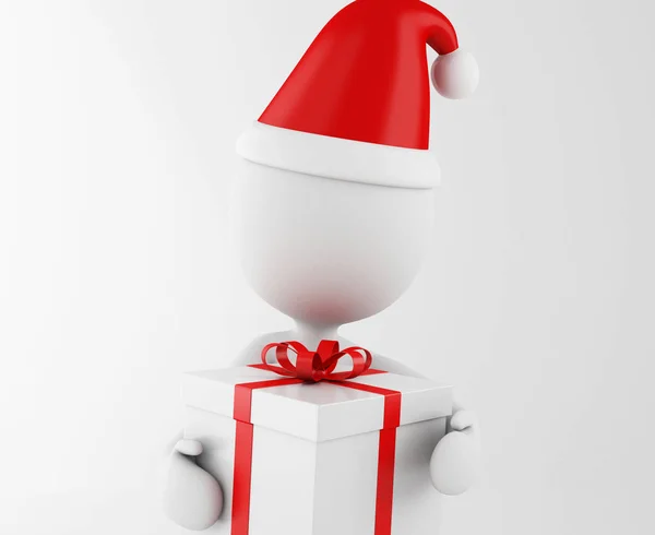 Illustratie Witte Mensen Kerstman Met Geschenkdoos Xmas Concept Van Vakantie — Stockfoto