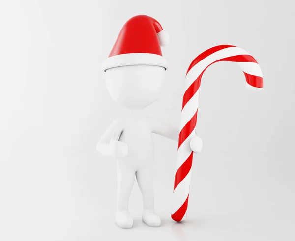 Illustration Vita Människor Jultomte Med Candy Cane Xmas Semester Koncept — Stockfoto