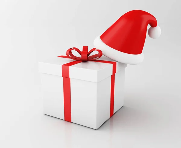 Illustration Gift Box Santa Hat Winter Holidays Merry Christmas Concept — Stock Photo, Image