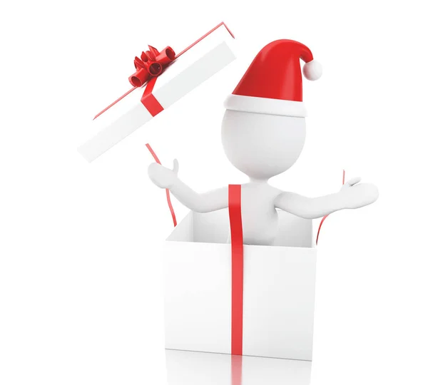 Ilustración Gente Blanca Santa Claus Con Caja Regalo Concepto Vacaciones — Foto de Stock