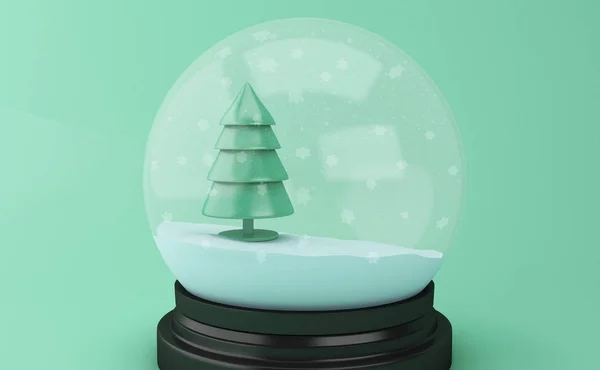 Иллюстрация Снежный Шар Абстрактным Рождественским Деревом Концепция Рождественского Праздника — стоковое фото