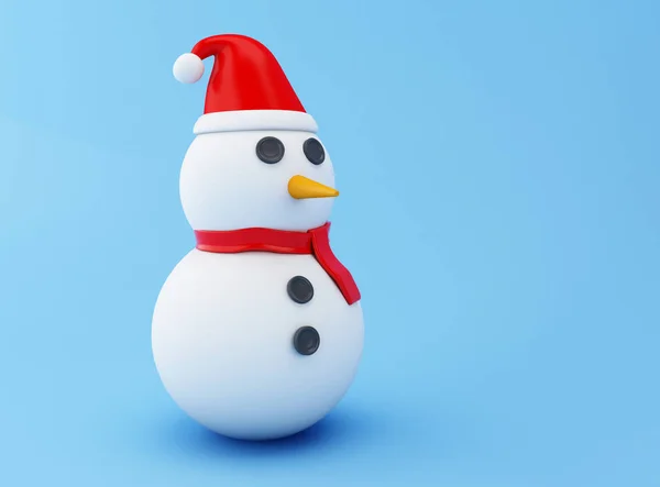 蓝色背景上的雪人 圣诞节的概念 — 图库照片