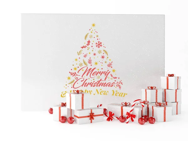 イラスト ギフト ボックス クリスマス装飾クリスマス カードの挨拶 クリスマス休暇の概念 — ストック写真