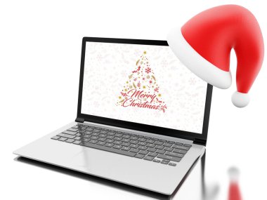 3D halat. Noel için alışveriş online. Noel kavramı. İzole beyaz arka plan