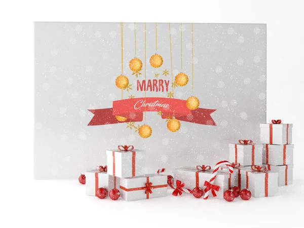 Illustration Greeting Christmas Card Gifts Boxes Christmas Decoration Xmas Holiday — Stock Photo, Image