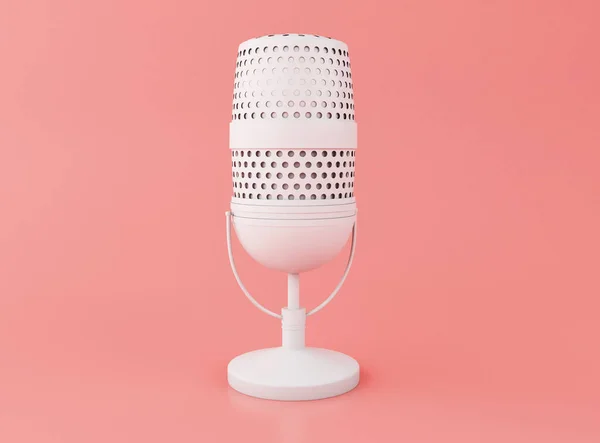 Illusztráció Retro Egy Mikrofon Egy Rózsaszín Háttér — Stock Fotó
