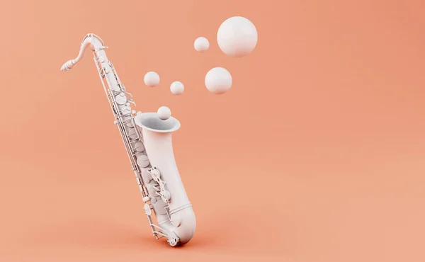 Illustration Saxophone Blanc Sur Fond Rose Concept Musique — Photo