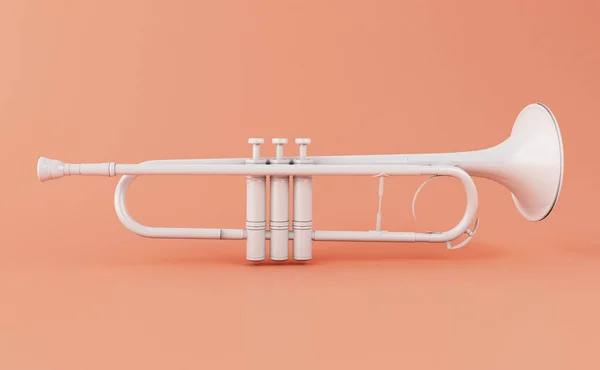 Illustration Vita Trumpet Rosa Bakgrund Musik Konceptet — Stockfoto