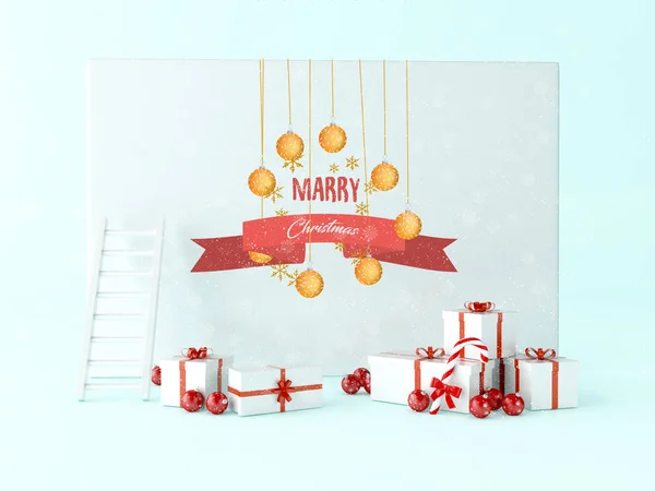 Ілюстрація Привітання Різдвяної Листівки Подарунковими Коробками Різдвяними Прикрасами Концепція Різдвяних — стокове фото