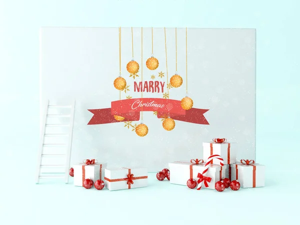 Illustration Greeting Christmas Card Gifts Boxes Christmas Decoration Xmas Holiday — Stock Photo, Image