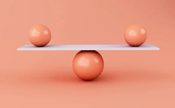 Illustration Des Sphères Qui Balancent Sur Une Balançoire Concept Équilibre — Photo