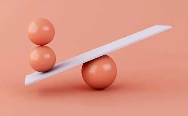 Illustration Des Sphères Qui Balancent Sur Une Balançoire Concept Équilibre — Photo