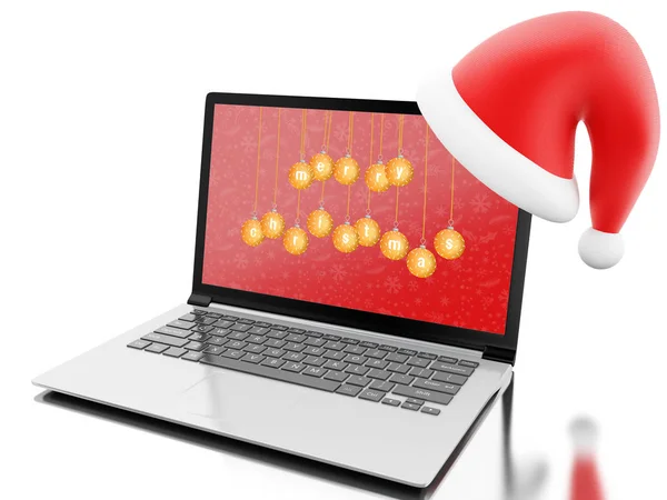 Ilustration Shopping Online För Jul Jul Konceptet Isolerade Vit Bakgrund — Stockfoto