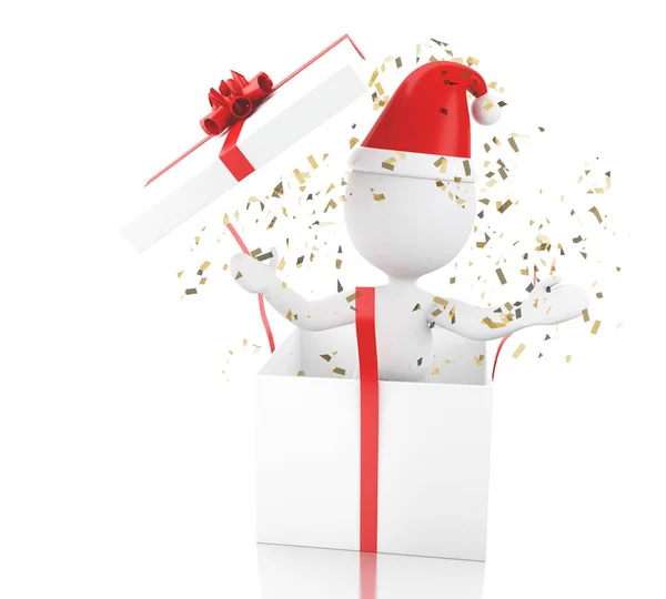 Ilustración Gente Blanca Santa Claus Con Caja Regalo Concepto Vacaciones — Foto de Stock