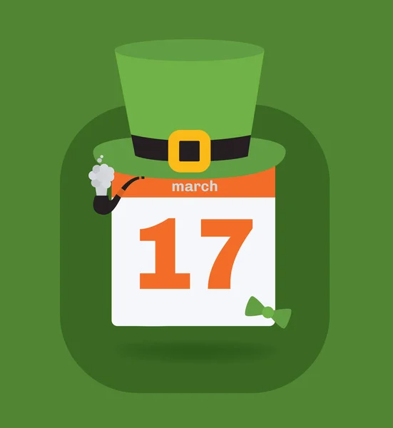 Ilustración Vectorial Calendario Del Día San Patricio Marzo — Vector de stock