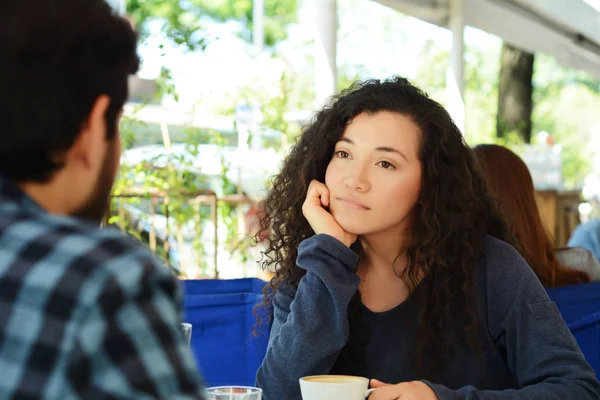 Junge Schöne Frau Gelangweilt Bei Einem Date Café — Stockfoto