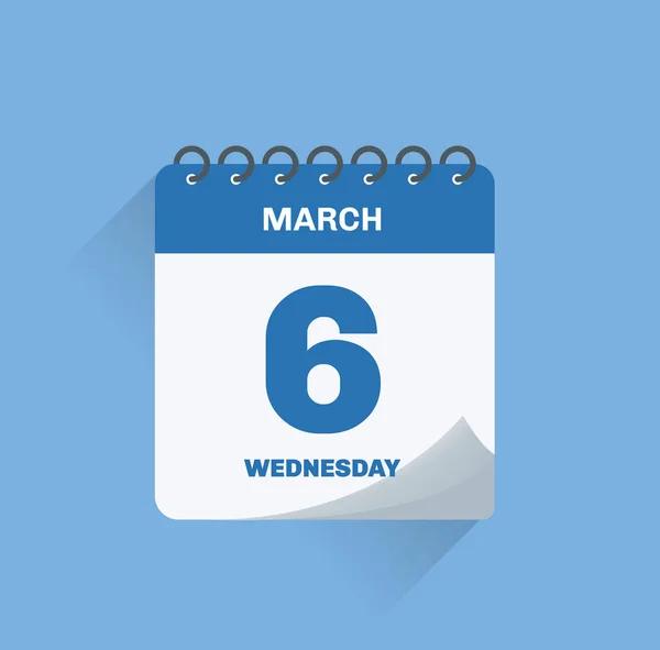Ilustração Vetorial Calendário Dia Com Data Março — Vetor de Stock