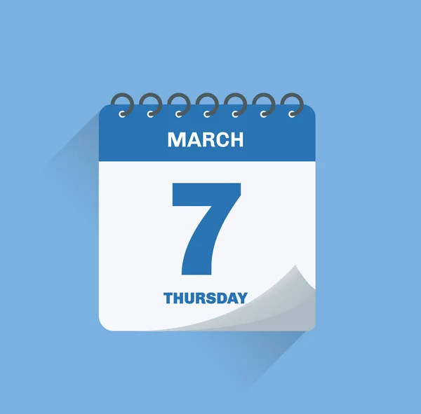 Ilustração Vetorial Calendário Dia Com Data Março — Vetor de Stock