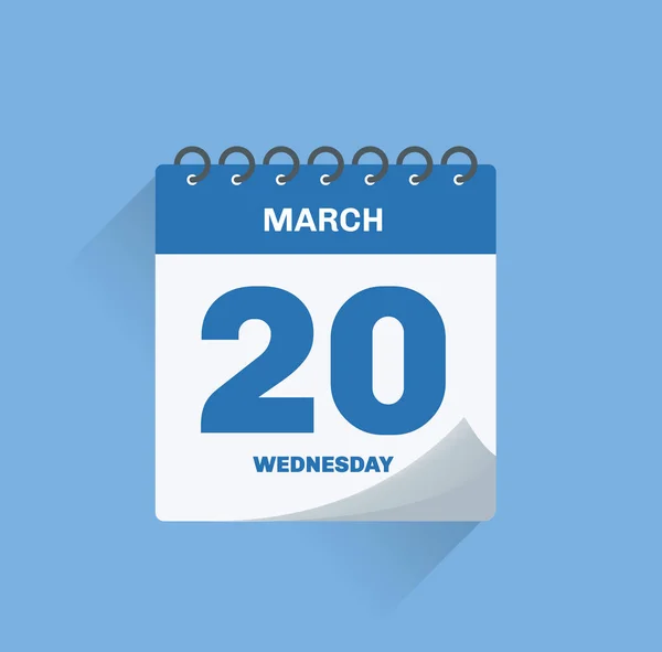 Calendario del día con fecha 20 de marzo . — Archivo Imágenes Vectoriales