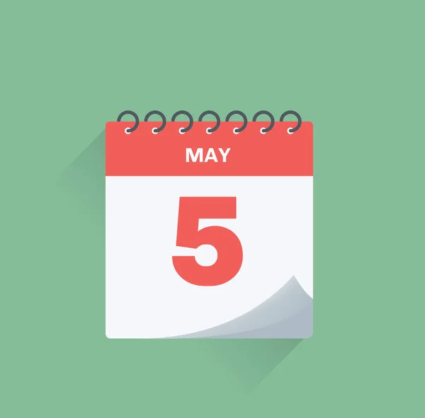 Calendário do dia com data 5 de maio . — Vetor de Stock