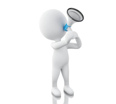 megafon ile 3D beyaz insanlar Satılık ilan.