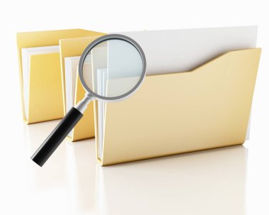 klasörleri olan 3D Büyüteç.