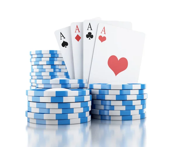 3D-kort og chips. Gambling koncept . - Stock-foto