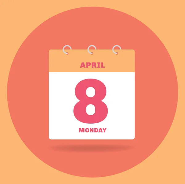 日期为4月8日的日日历. — 图库矢量图片