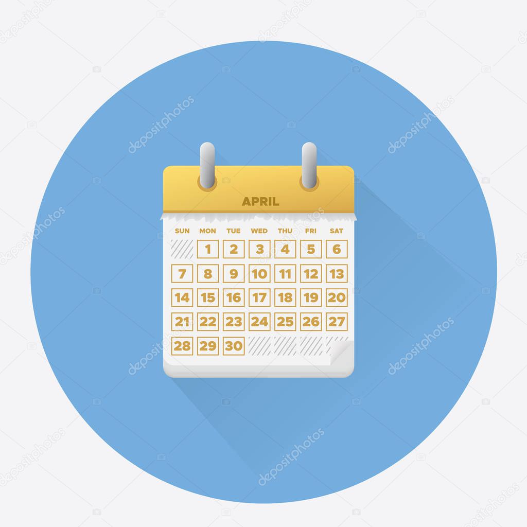 Vector April for 2019 Calendar