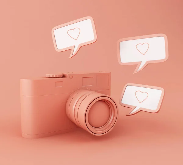 3D fotocamera met als hart pin — Stockfoto