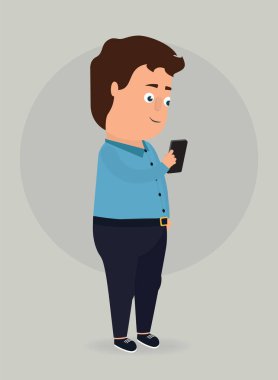 Telefonu kullanan adam vektör çizim.