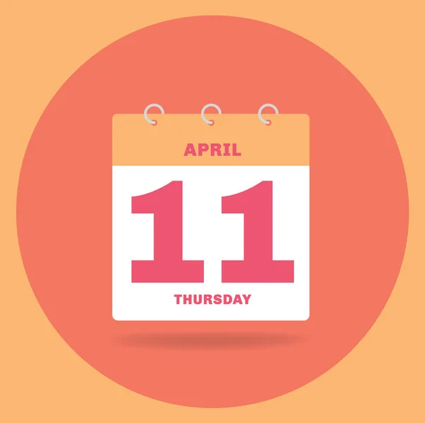 Calendário do dia com data 11 de abril . — Vetor de Stock