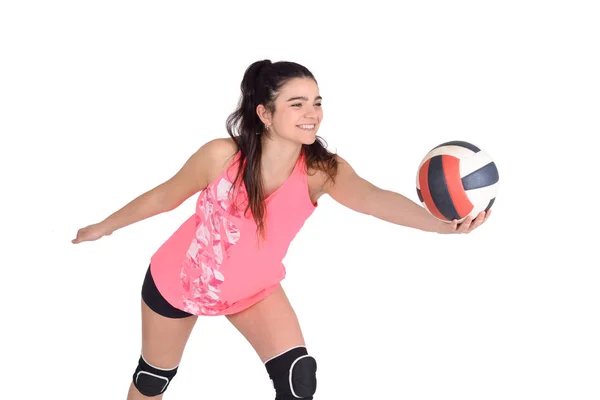 Volleyballerin trifft den Ball. — Stockfoto
