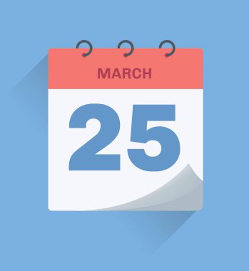 Tarihi 25 Mart günü takvimi.