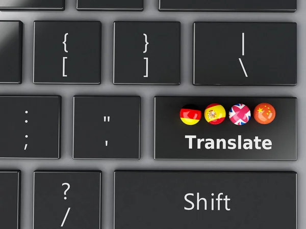 3d Traduire les langues étrangères sur le clavier de l'ordinateur — Photo