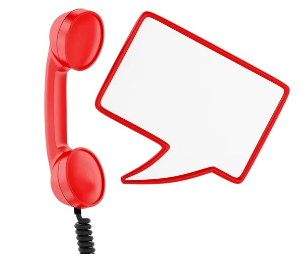 3d telefono rosso e bolla vocale in bianco . — Foto Stock