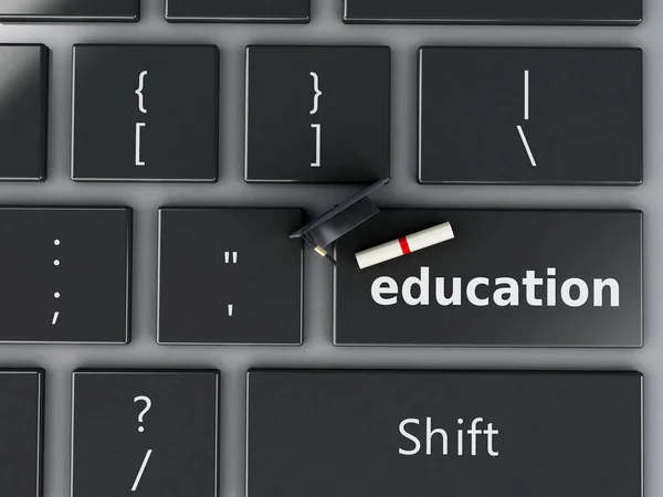 3D počítačová klávesnice. Koncepce vzdělávání. — Stock fotografie