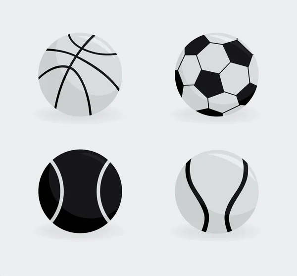 Vektorillustration. Uppsättning sport bollar. — Stock vektor