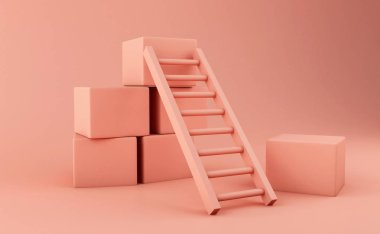 3D merdiven. İş kavramı.