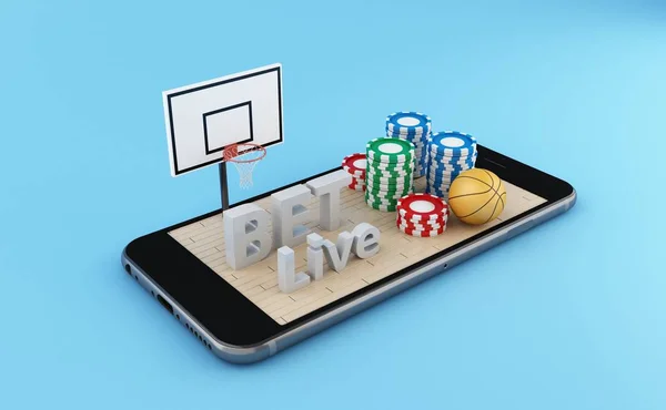 3d Дивитися баскетбол і ставки онлайн концепції — стокове фото