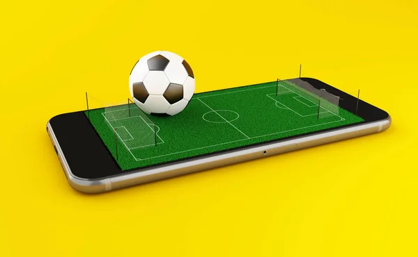 3D fotboll satsa på nätet — Stockfoto