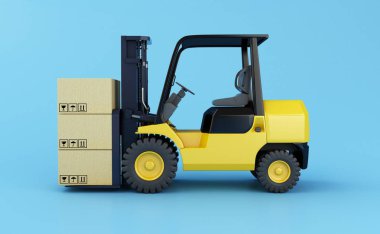 karton kutular ile 3D forklifti.