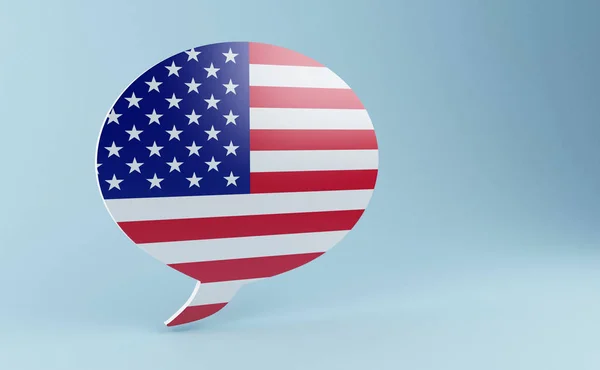 3d bolha discurso com bandeiras dos Estados Unidos — Fotografia de Stock