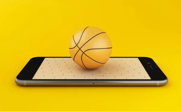 3d Watching basketball and betting online concept — Stock Photo, Image