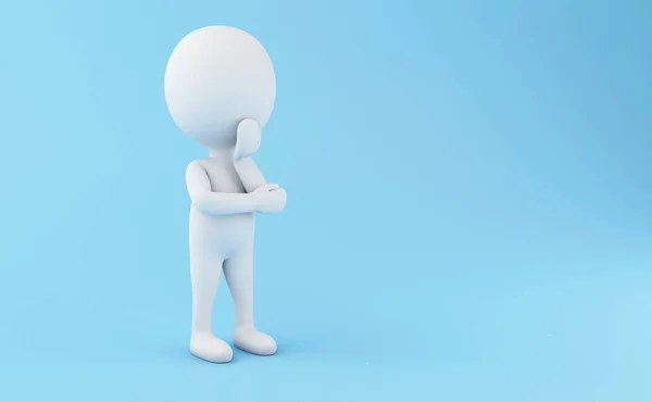 3D beyaz insanlar ayakta ve düşünme — Stok fotoğraf