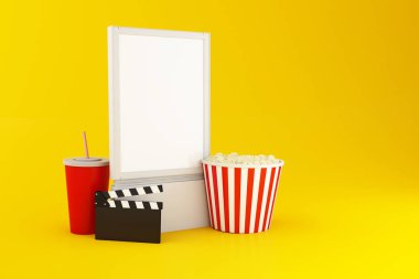3D boş tabela. Sinema konsepti.