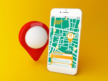 Planlanan rota ile Gps harita navigasyon uygulaması ile 3d Smartphone