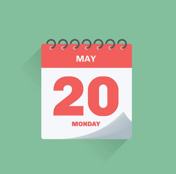 Calendário do dia com data 20 de maio . — Vetor de Stock
