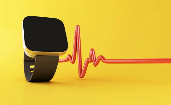 건강 앱 아이콘이 있는 3D 스마트 워치 — 스톡 사진